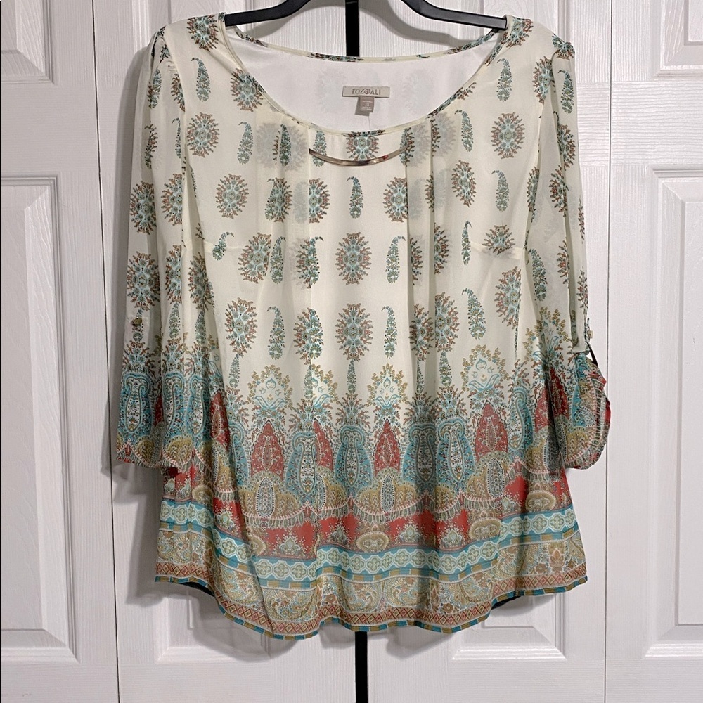 Roz & Ali NWT floral print blouse top shirt size 2X